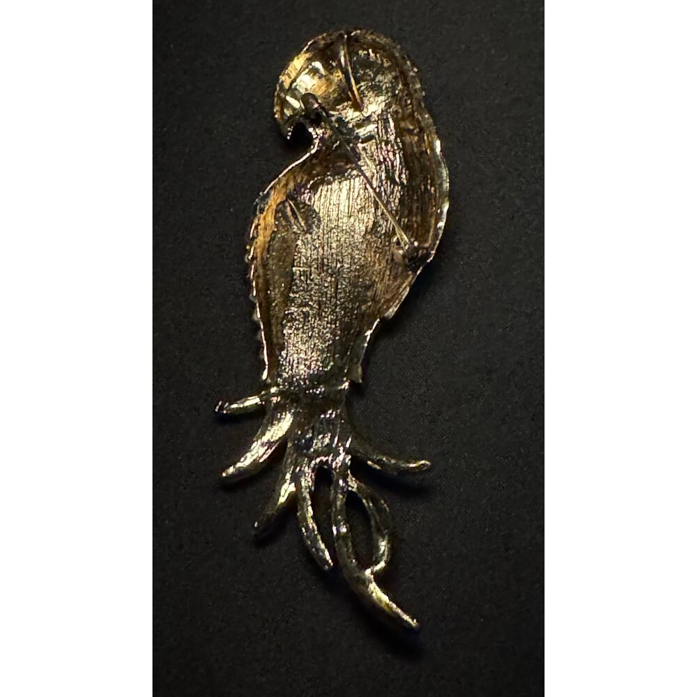 Large Rhinestone Parrot Brooch - Picture 4 of 4